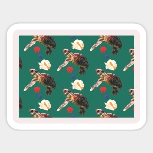 Teal Sea Turtle Pattern Sticker
